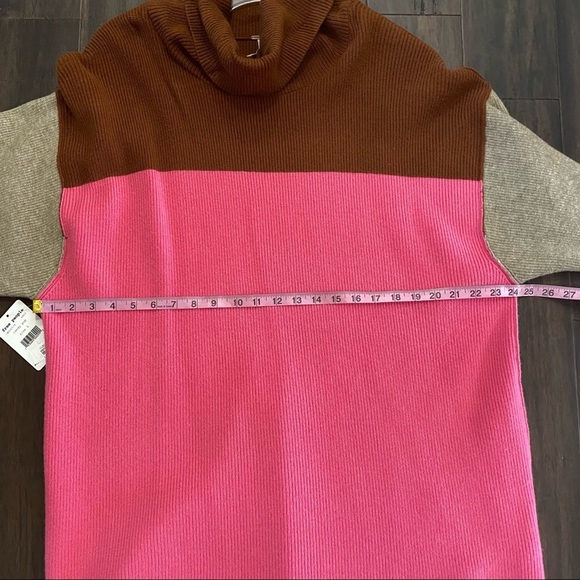 FREE PEOPLE  Candy Pop Color Block Oversized Turtleneck Sweater Size L - Picture 8 of 8